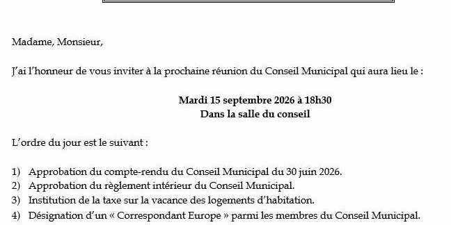 invitation conseil municipal 15 09 2026